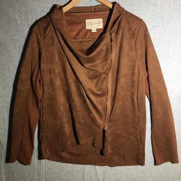 Paper Crane Jackets & Blazers - Womens Ethereal by Paper Crane Jacket Moto Style Suede Winter Fall Layering